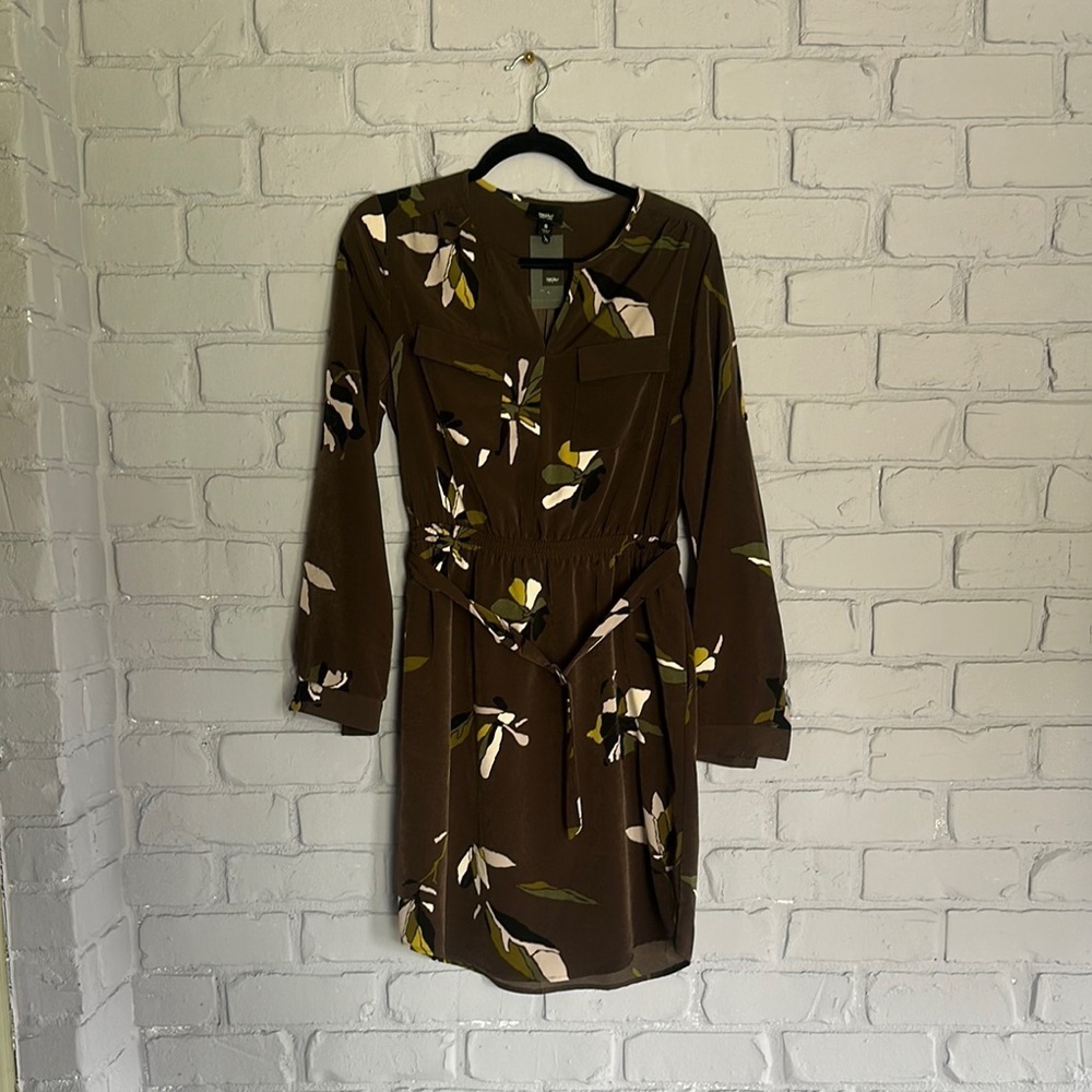NEW Floral Brown Long Sleeve Dress size S